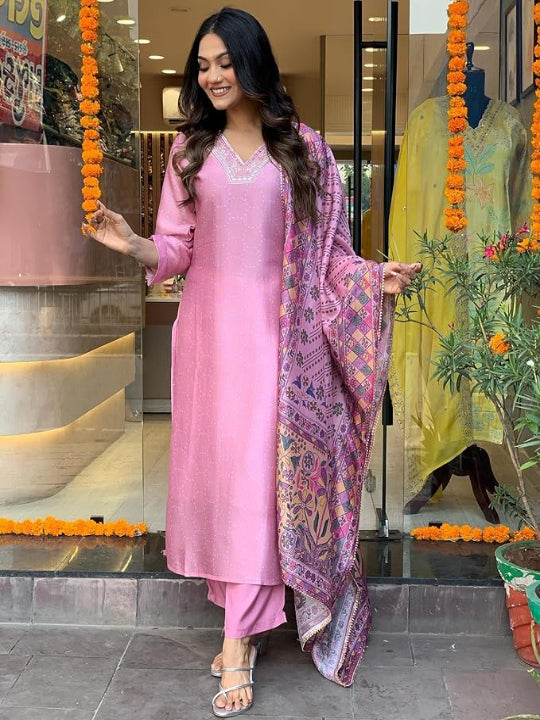 ICF biscut cotton kurti with pant & duptta set for women