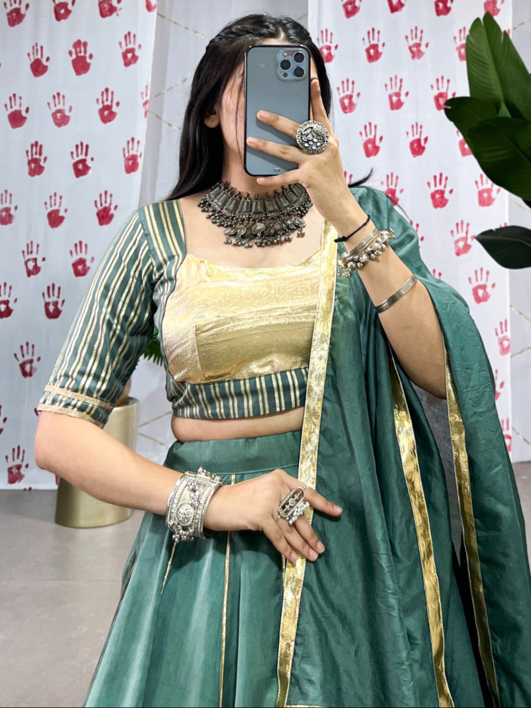 ES Premium Pure Chanderi Lehenga Set with Zari & Gota Patti