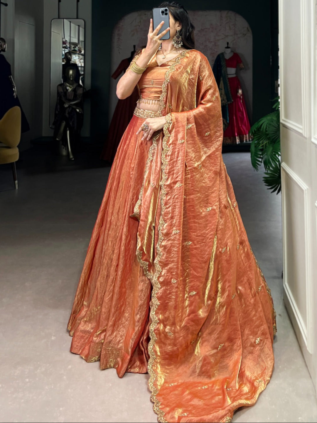 ES Stitched Fendi Lehenga Set with Thread & Sequin Embroidery – Festive Wear