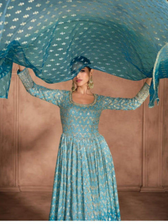 ES Georgette Embroidered Zari & Sequins Gown