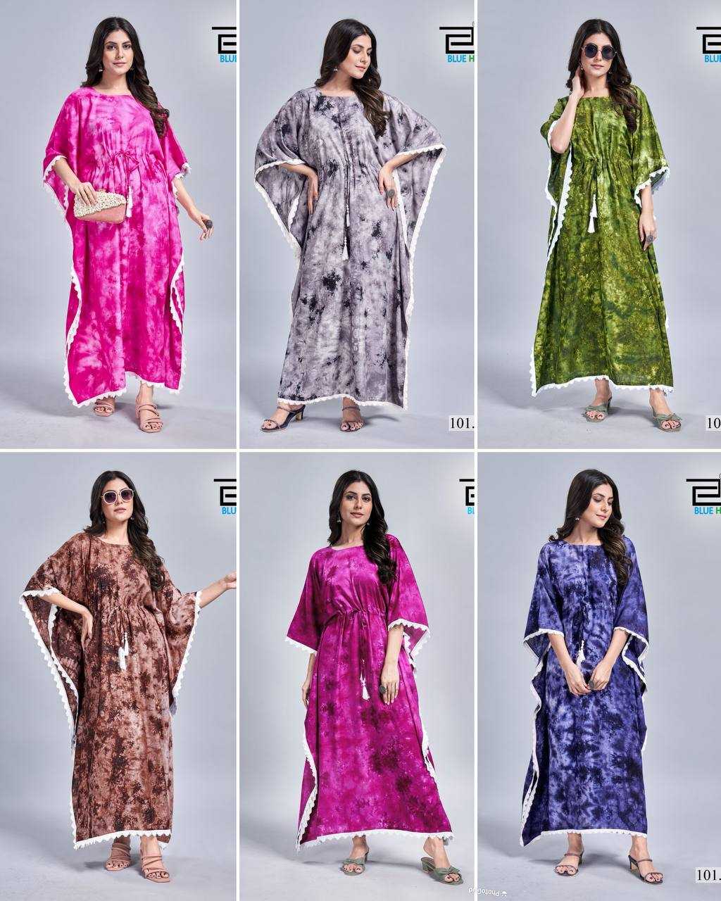 YNF Glowing Colors Rayon Slab Center Belt Kaftan Suit