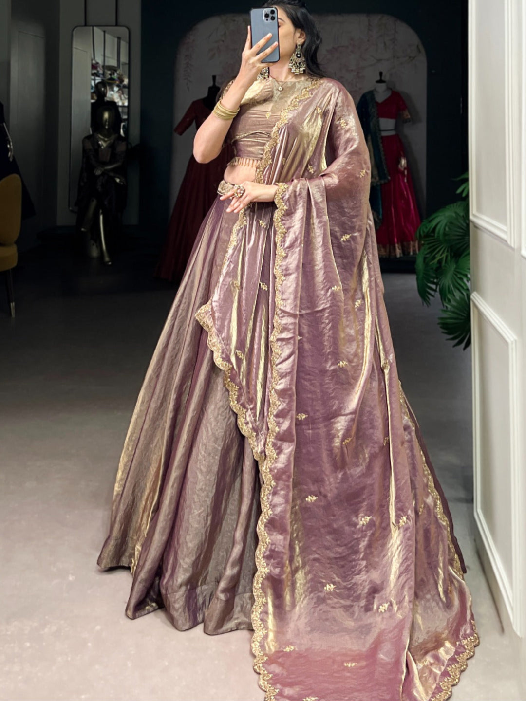 ES Stitched Fendi Lehenga Set with Thread & Sequin Embroidery – Festive Wear