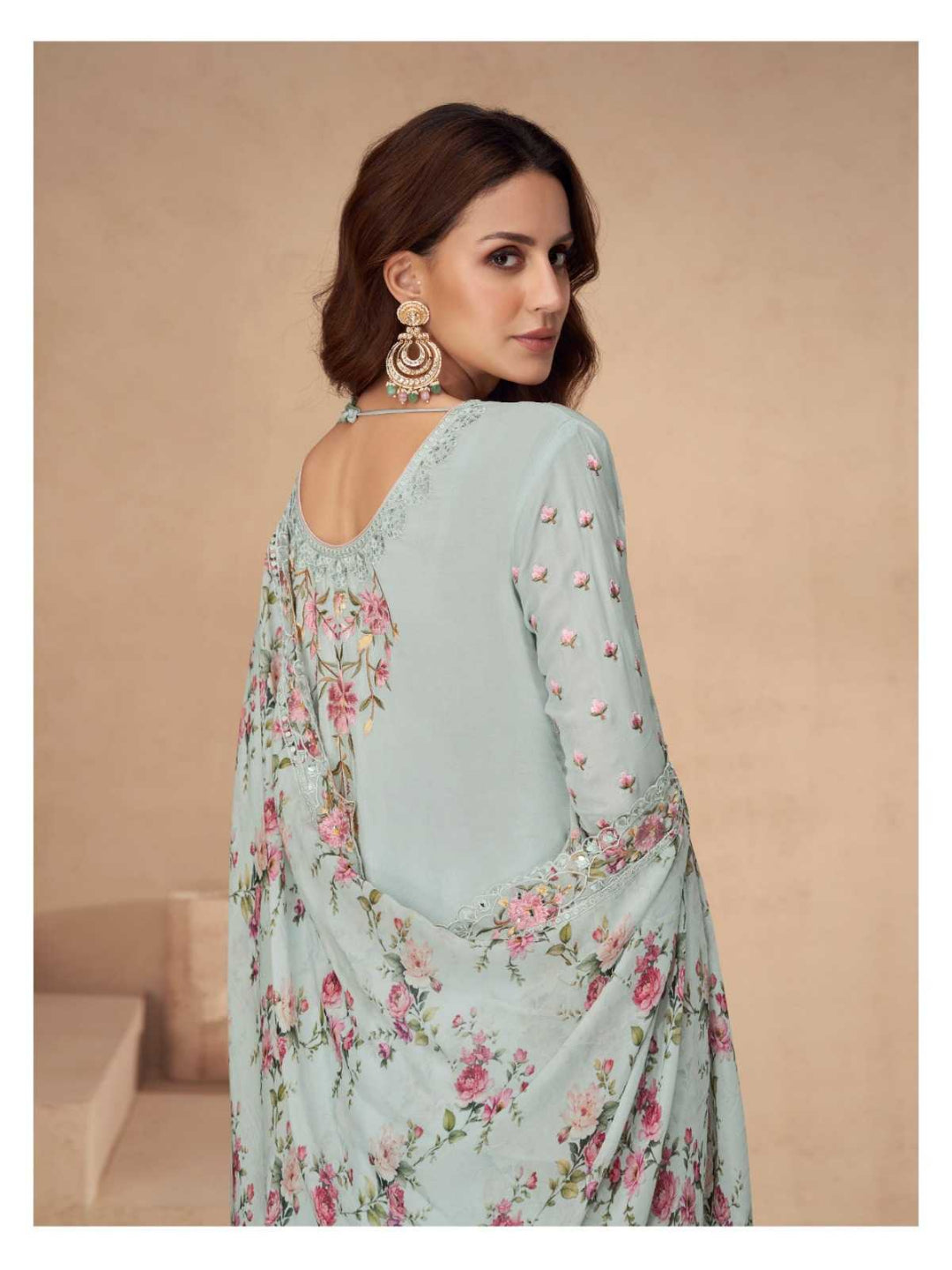 YNF Stitched Real Vichitra Silk Sequence Work Palazzo Suit with Embroidered Dupatta