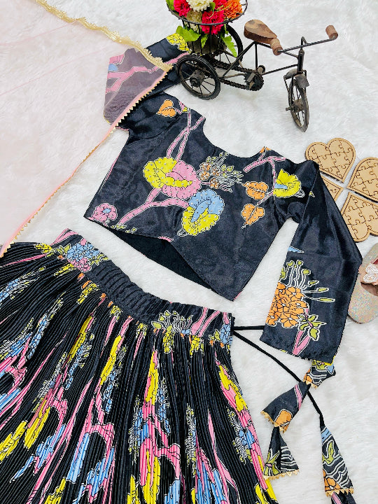 ES New Designer Kids Lehenga Choli Set Chino Silk– Ready to Wear Collection