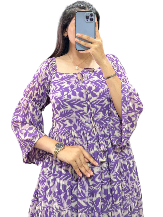 ES Women Georgette Multicolor Floral Printed Frock