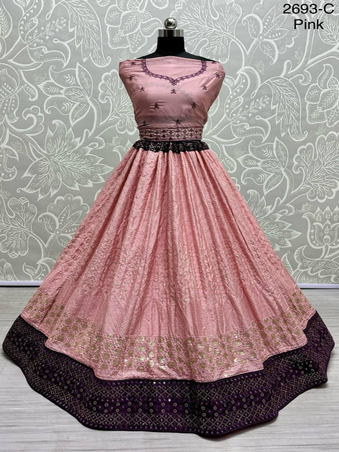 ES Soft Georgette Partywear Lehenga Choli With Sequin and cotton thread