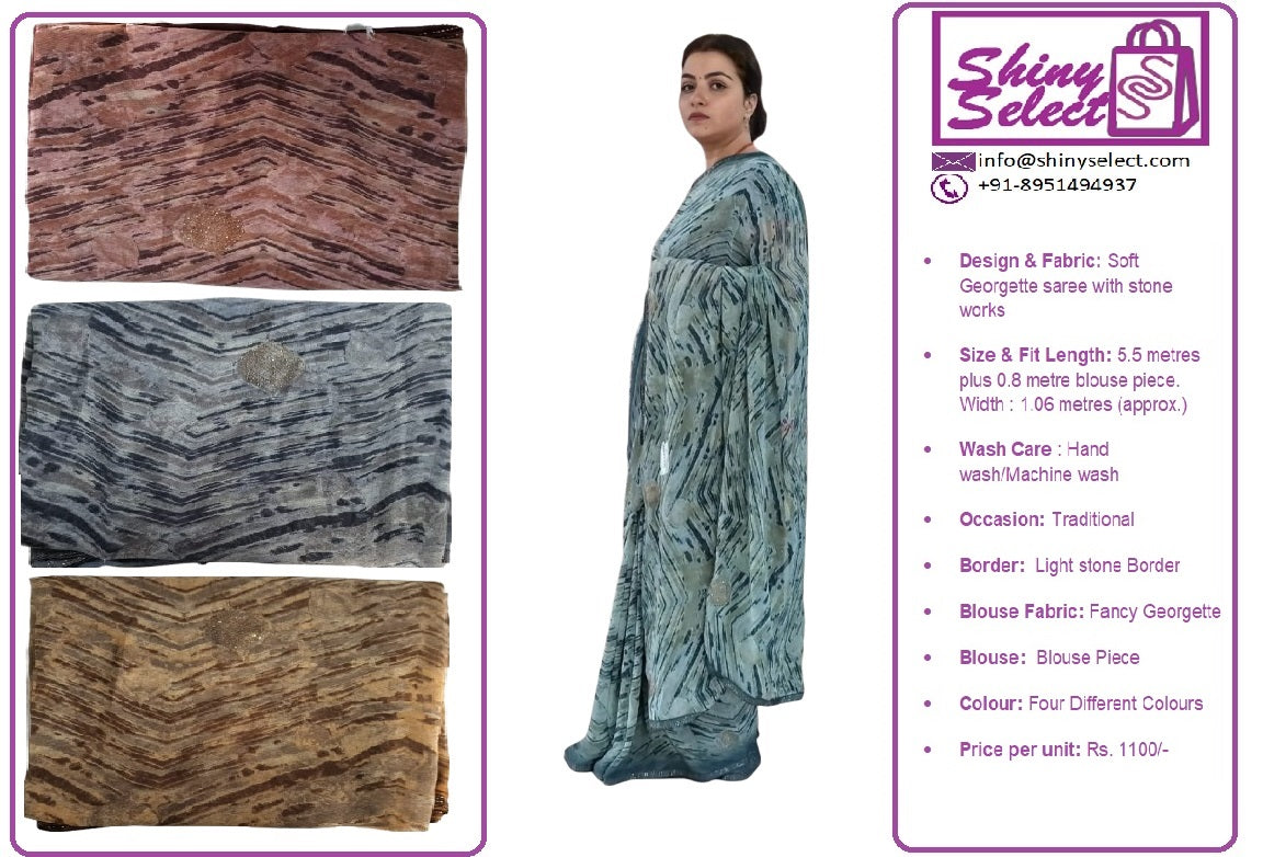 ShinySelect Soft & comfortable Georgette saree with light stone work