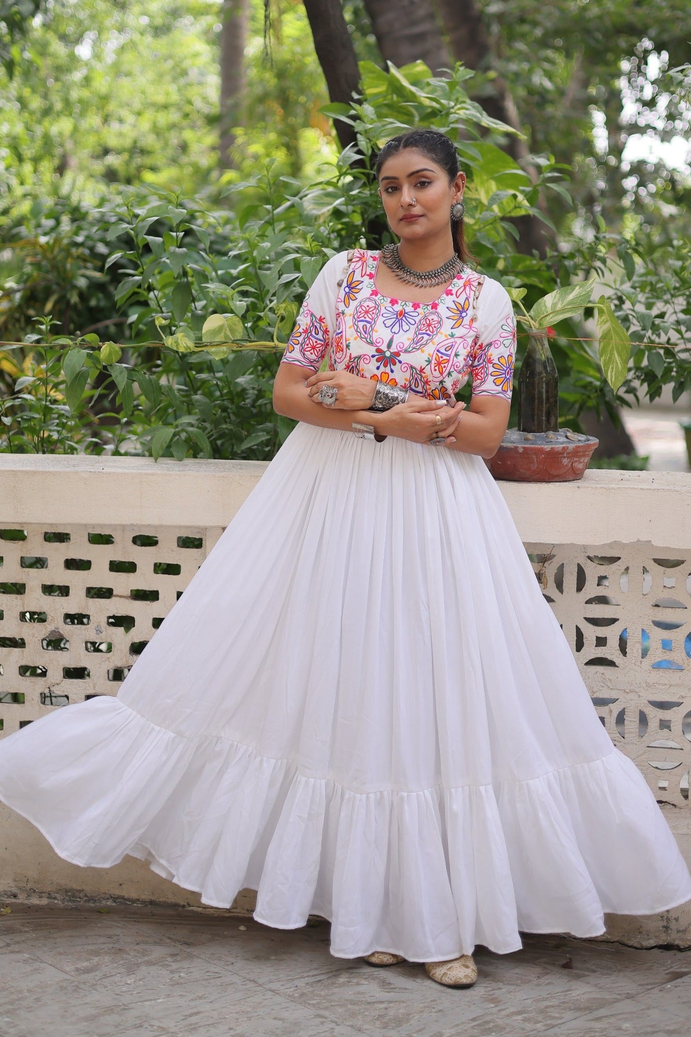ES Navratri Special Premium Kutchi Gamthi Embroidered Gown