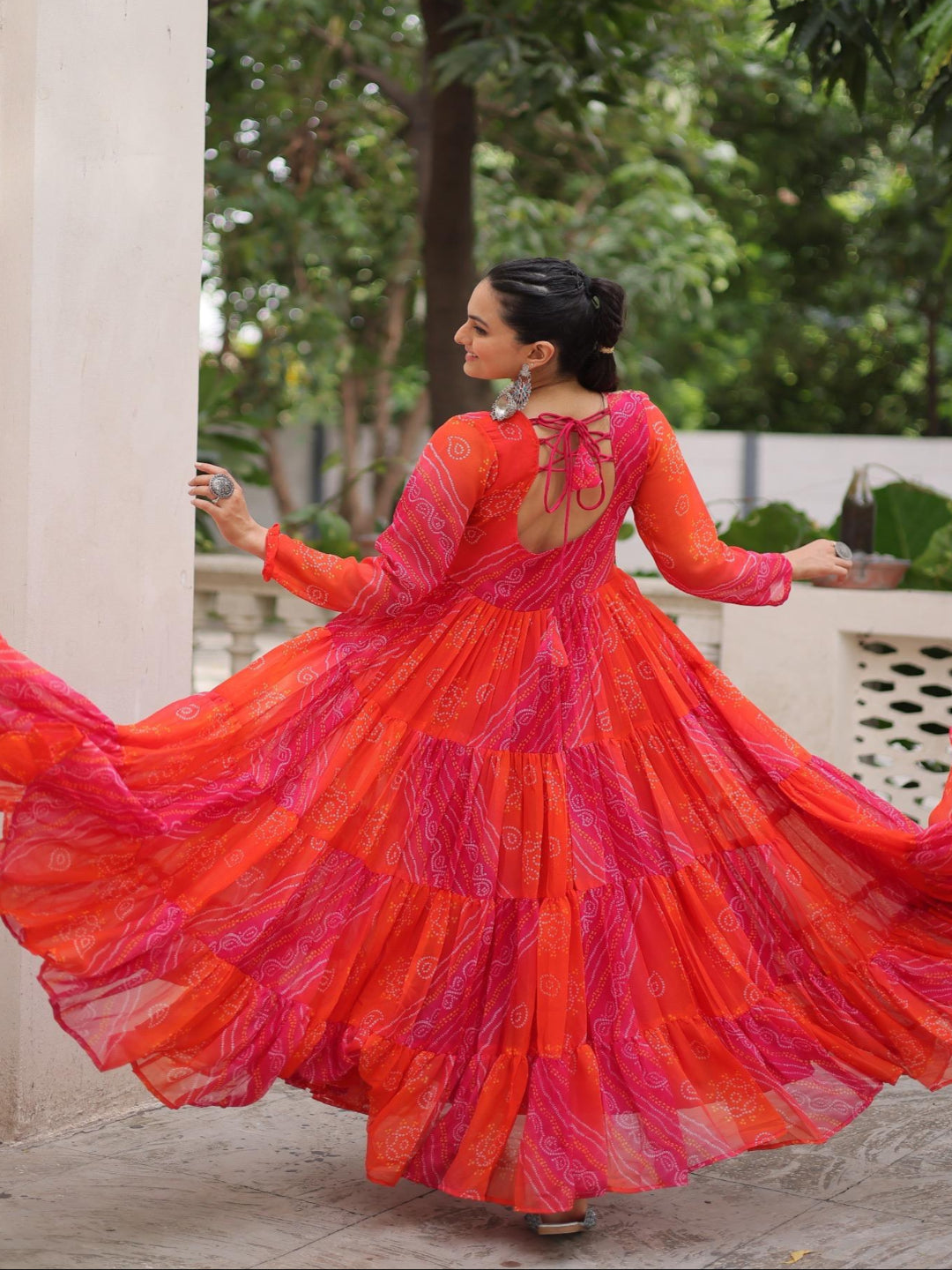 ES Navaratri Special Premium Laheriya & Bandhej Print Gown