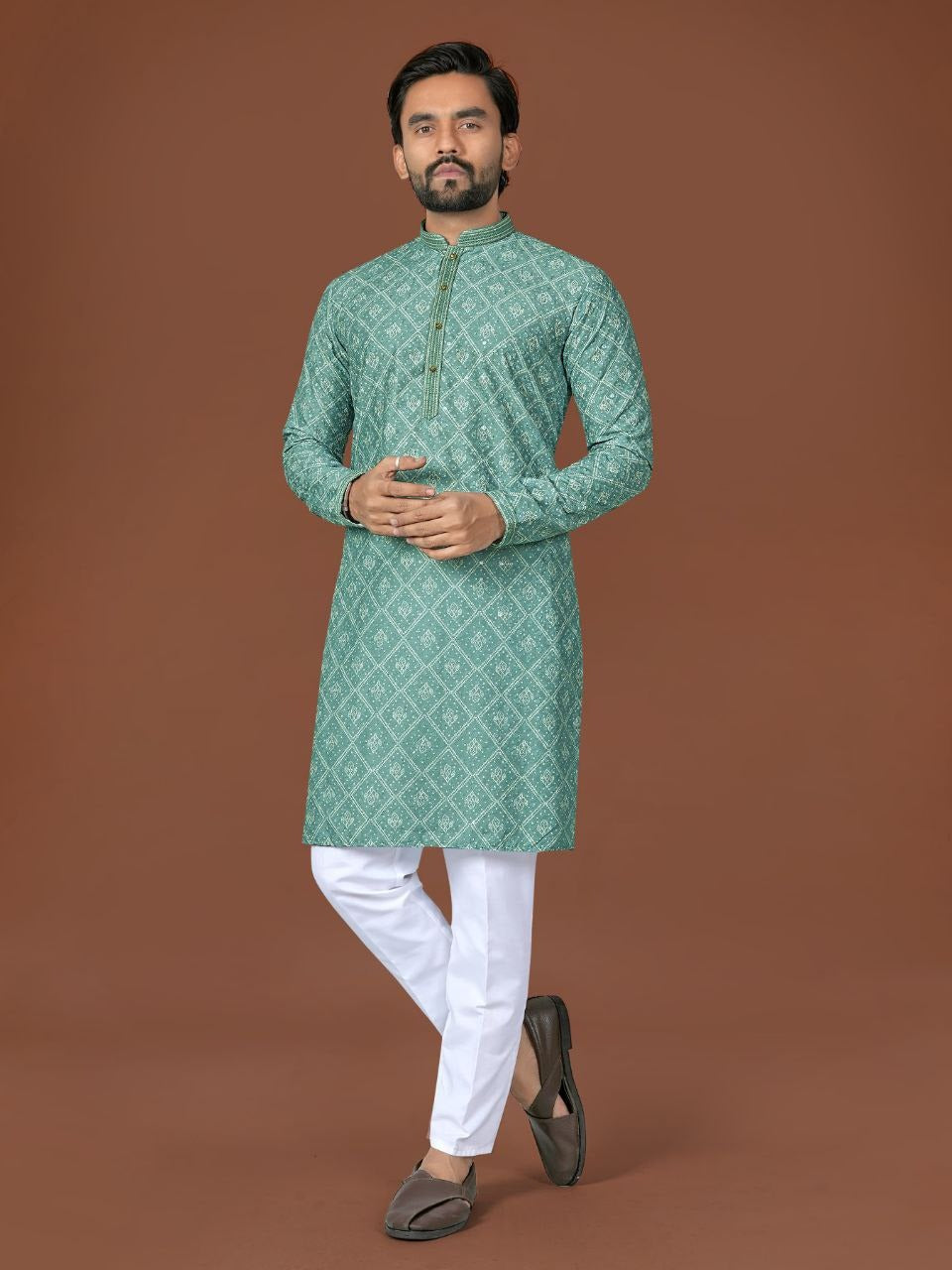 RE Men’s Designer Lucknowi Cotton Set – Extraordinary Digital Print Collection
