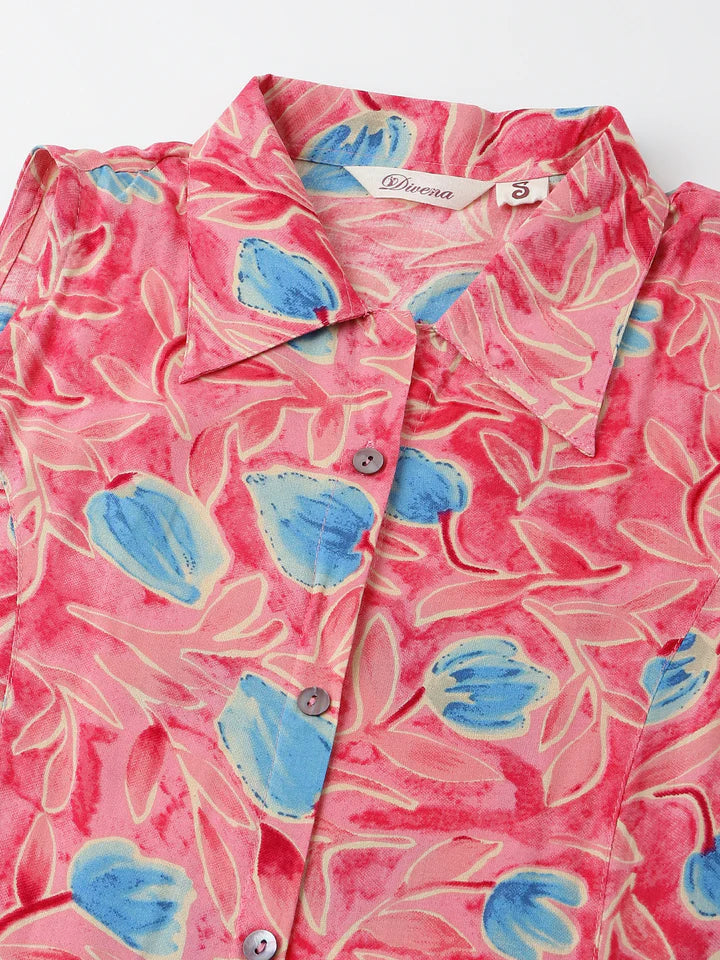 Divena Floral Print Rayon A-Line Midi Dress with attached Sleeves