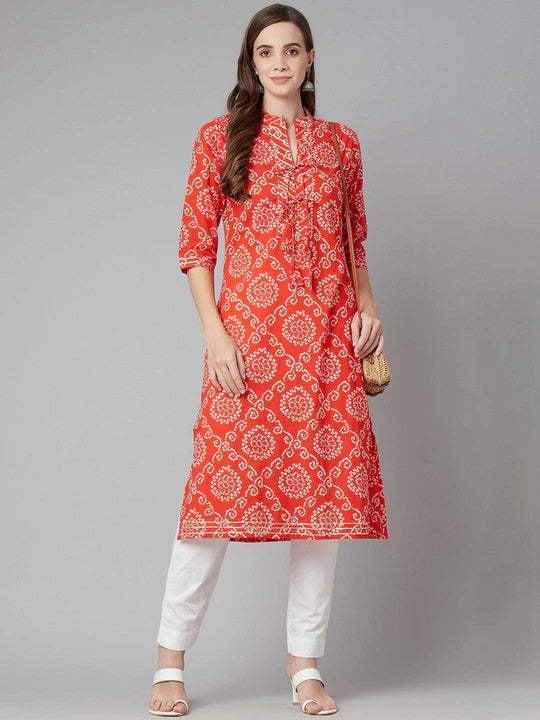 Divena Pink Bandhej Straight Kurta SSDK0639_40