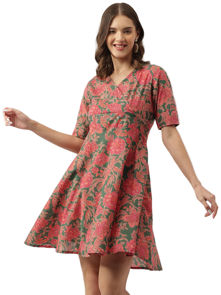 grey dress pink flowers Elegant Grey Dress with Pink Floral Accents Weavllite
