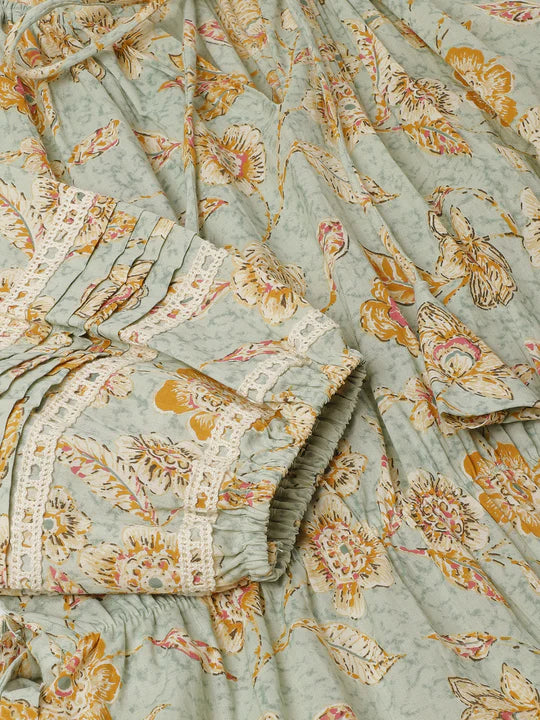 Divena Sky Blue Floral Dress -SSDK1036