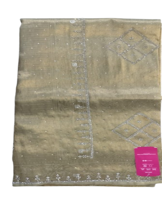 ShinySelect Women silk saree with Zari (and stone) work Gold