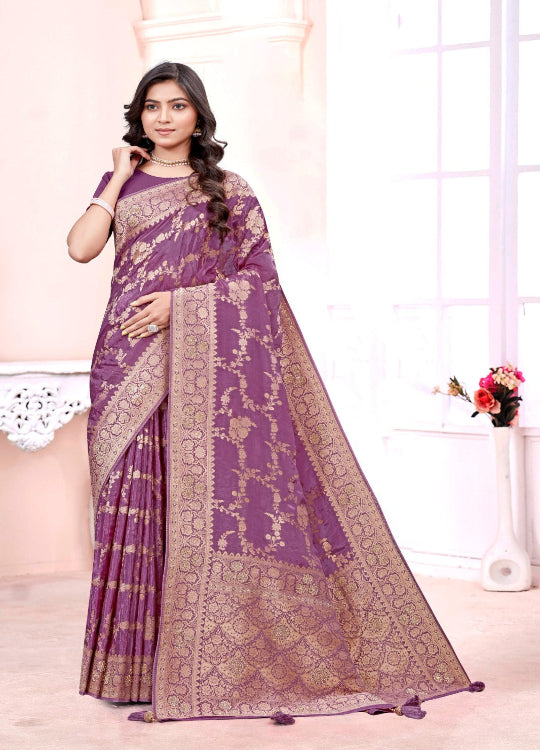 Women pure silk saree with Zari & Stone Work