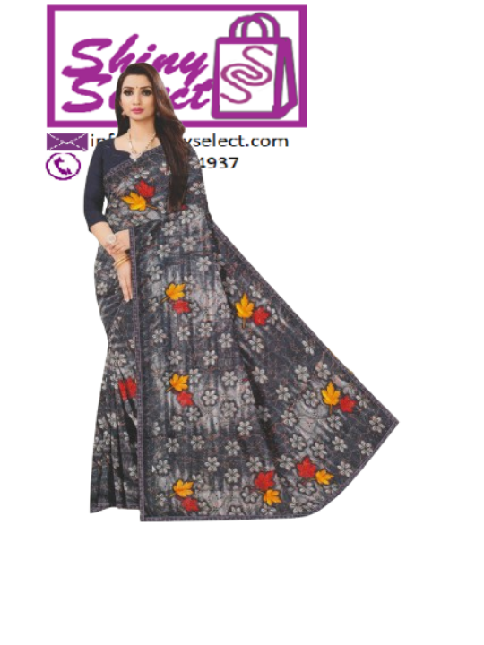 ShinySelect Printed Chiffon saree with light work & blouse piece