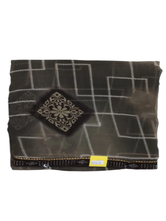 ShinySelect Printed Chiffon saree with blouse piece Gray