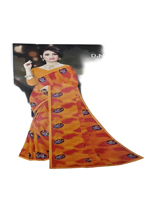 ShinySelect Printed Chiffon saree with blouse piece