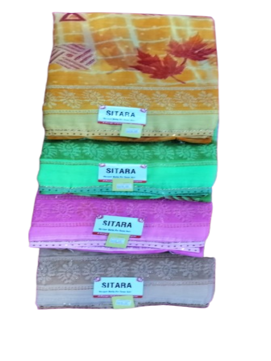 ShinySelect Printed Chiffon saree with blouse piece