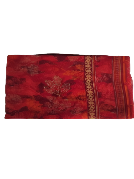 ShinySelect Soft & comfortable Georgette saree with light stone work Dark Red