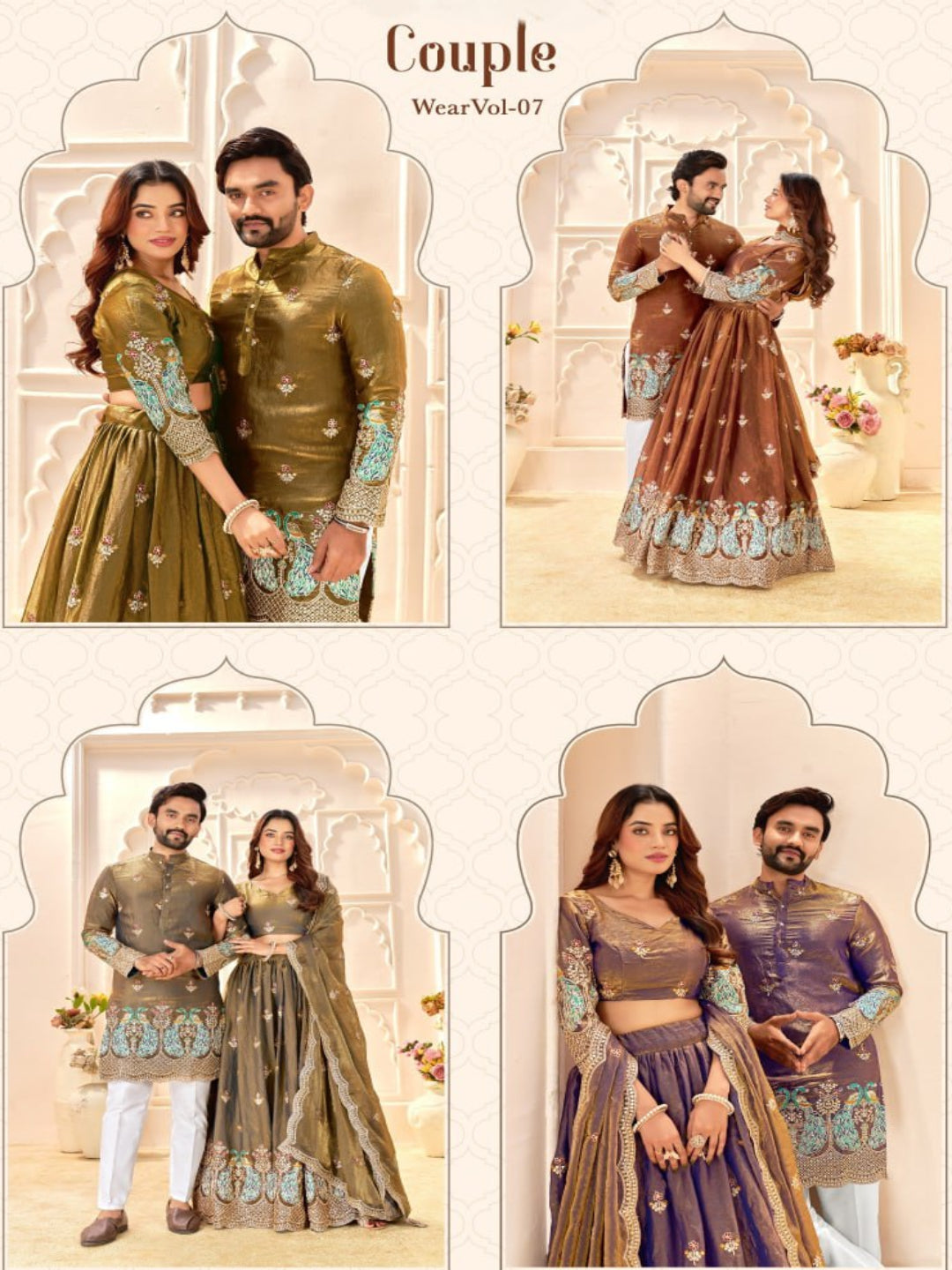 RE Royal Fendi Silk Couple Combo - Embroidered Lehenga Set & Men’s Kurta