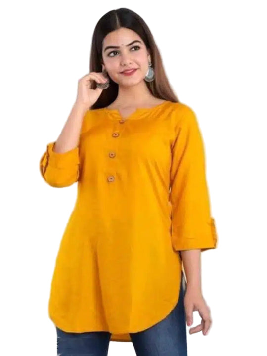 Kurti for Women (Mustard Yellow, S, Cotton) Mustard Yellow S
