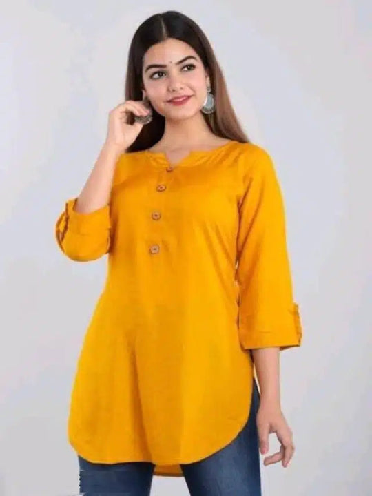 Kurti for Women (Mustard Yellow, S, Cotton) Mustard Yellow S