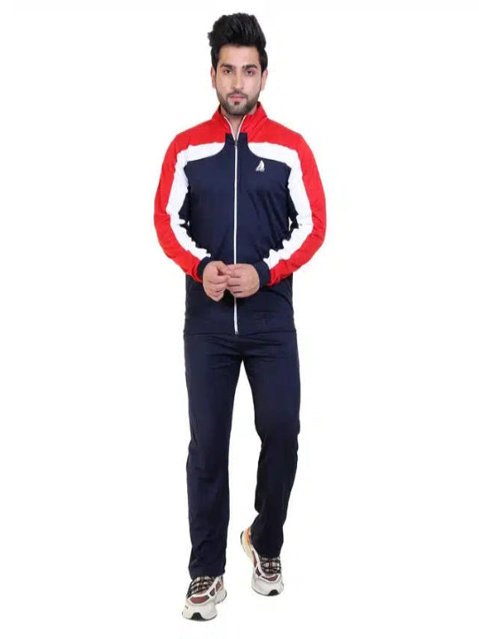 Full Sleeves Tracksuit for Men (Red & Blue, S-2XL)