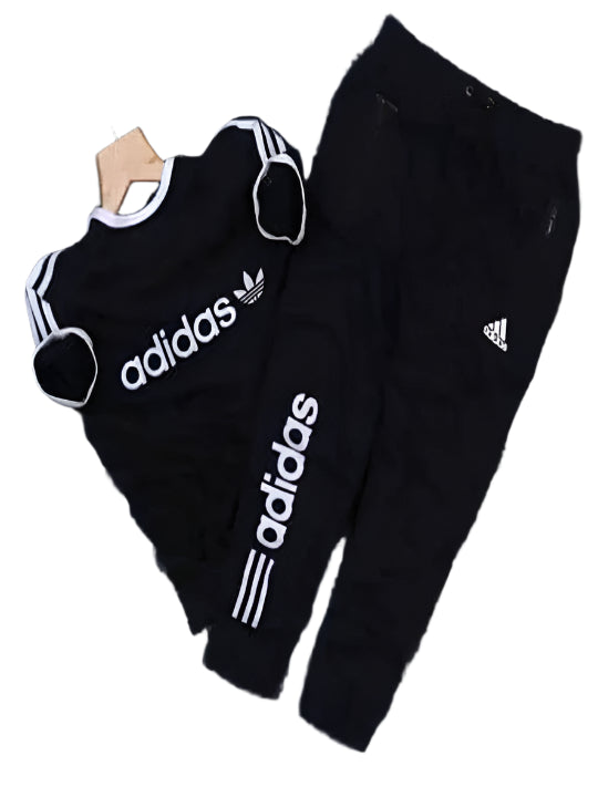 Printed Track Suit for Men (Black, S)