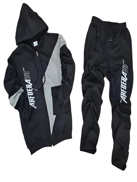 Fleece Printed Tracksuit for Men (Black, M-2XL)