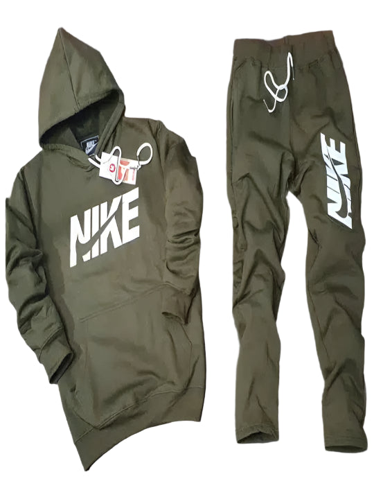 Fleece Hooded Tracksuits for Men (Olive, M)