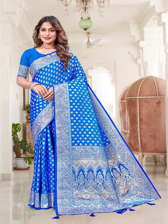 ShinySelect Partywear Women Rapier Silk Sarees - Variant B Blue