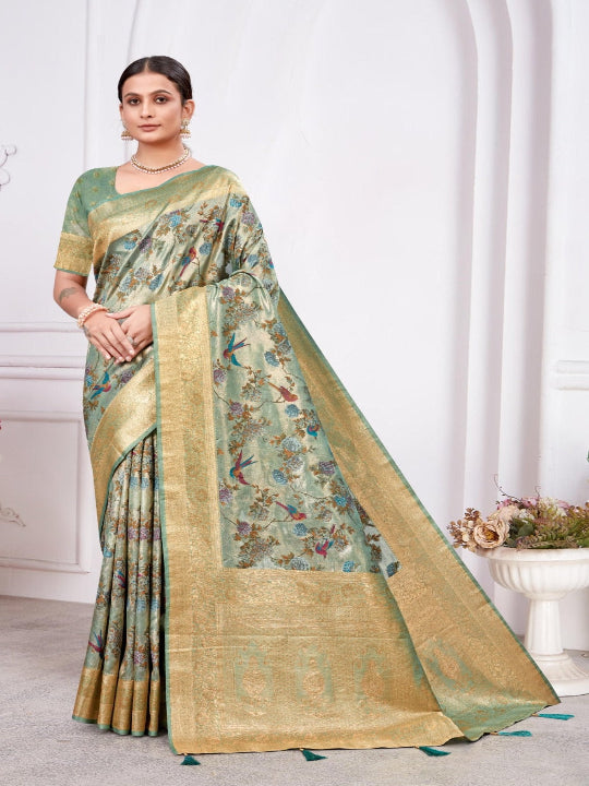 ShinySelect Partywear Women Nylon Sarees - Set 2 Gray