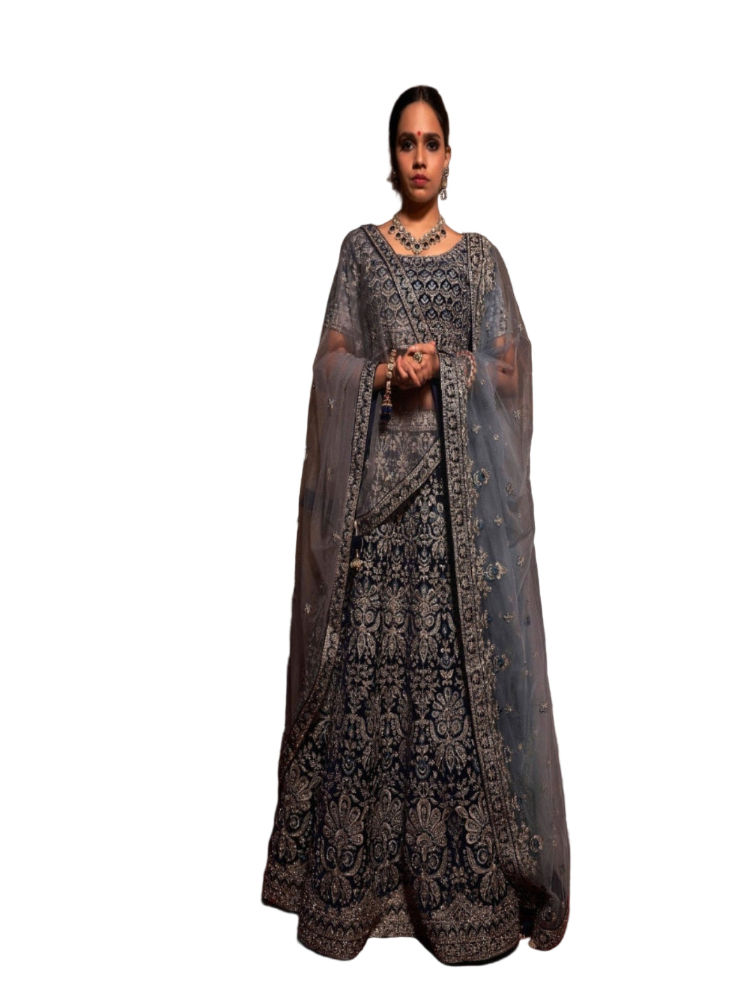 Velvet Wedding Designer Bridal Wear Nazm Lehenga Choli -77012