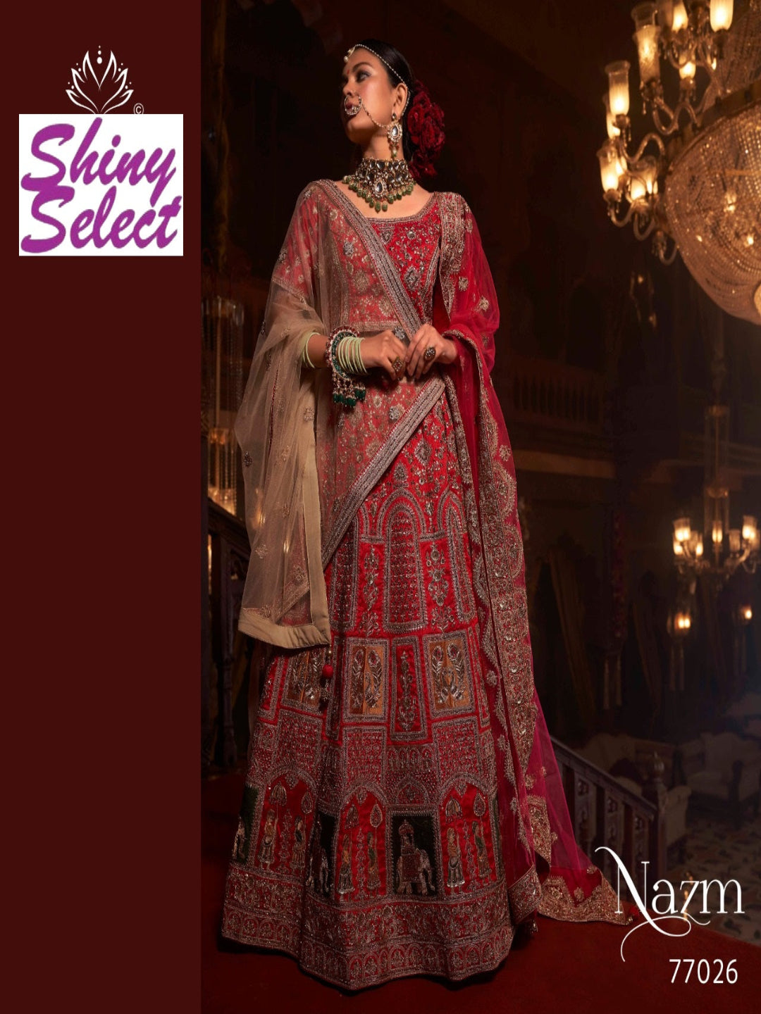 Silk Wedding Designer Bridal Wear Lehenga - 77026