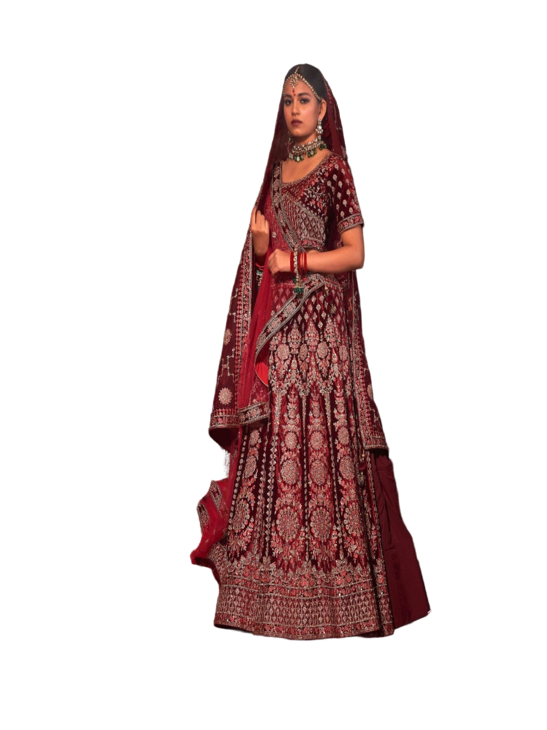 Velvet Wedding Designer Bridal Wear Nazm Lehenga Choli - 77028