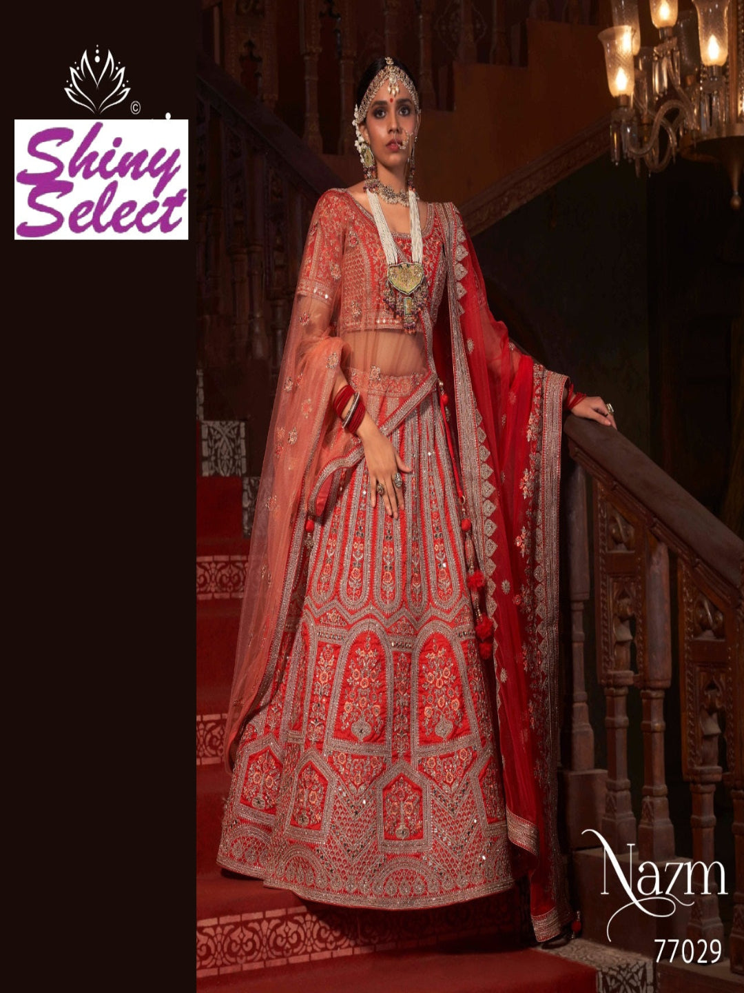 Silk Red Bridal Heavy Embroidered Lehenga Choli - 77029