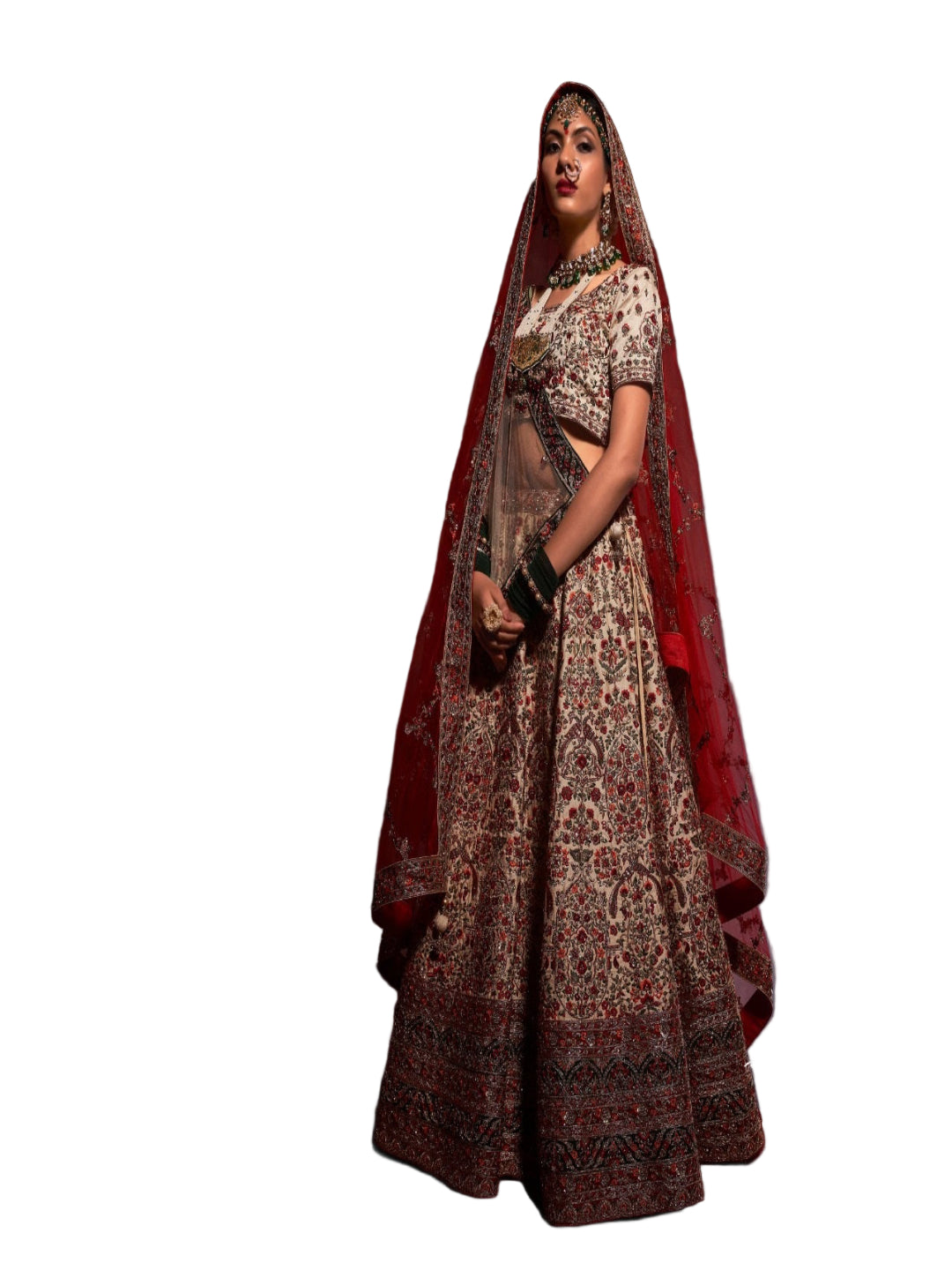 Velvet Wedding Designer Bridal Wear Nazm Lehenga Choli - 77037 Maroon