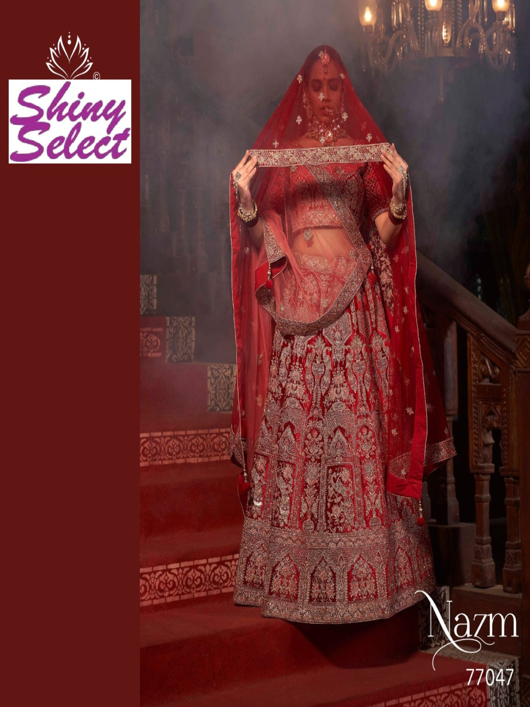 Velvet Wedding Designer Bridal Wear Nazm Lehenga Choli -77047