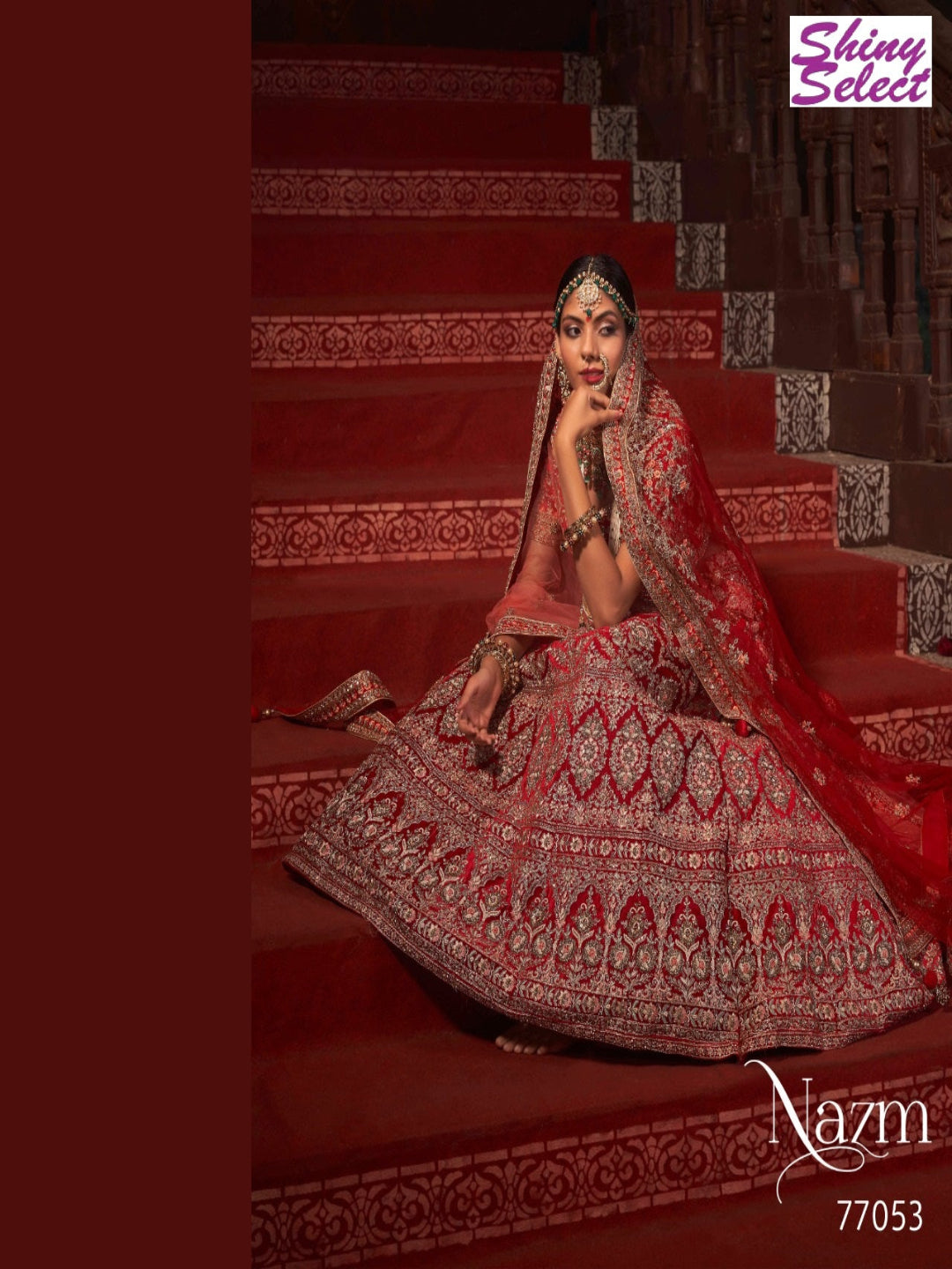 Velvet Wedding Designer Bridal Wear Nazm Lehenga Choli - 77053