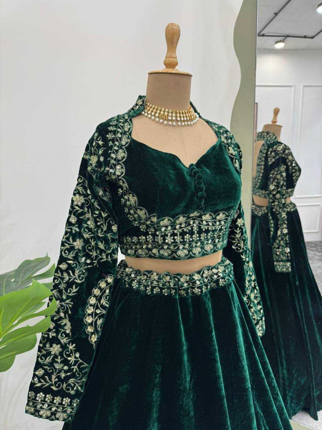 YNF Designer Viscose Velvet Lehenga Choli: Heavy Thread & Sequin Work