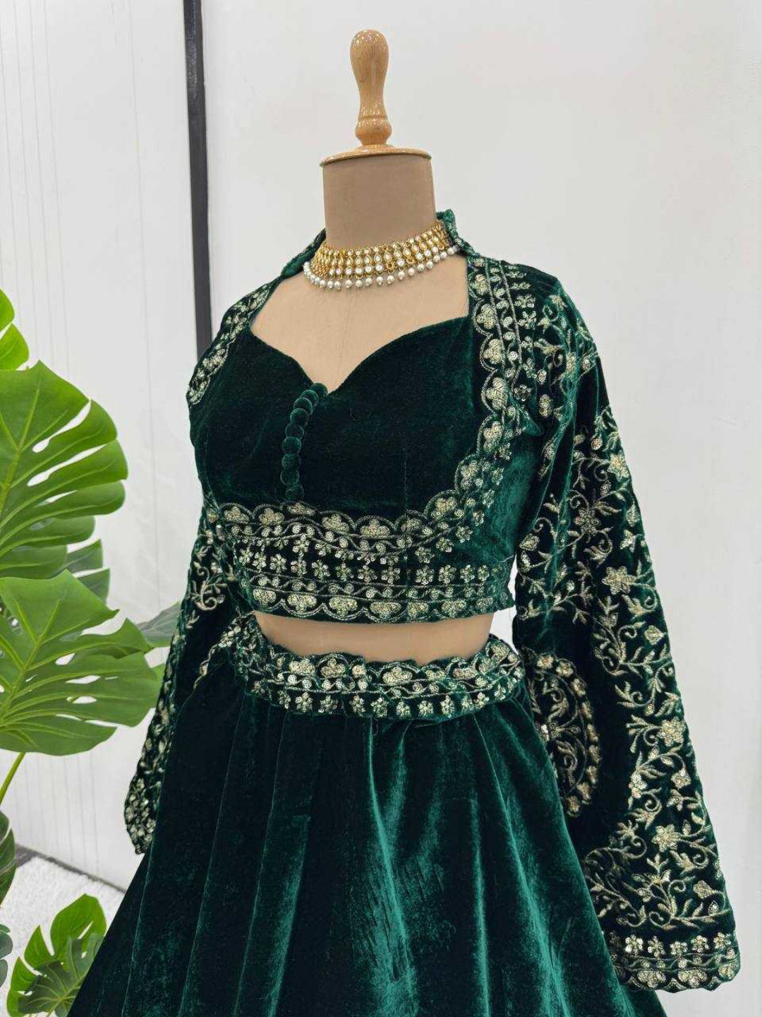 YNF Designer Viscose Velvet Lehenga Choli: Heavy Thread & Sequin Work
