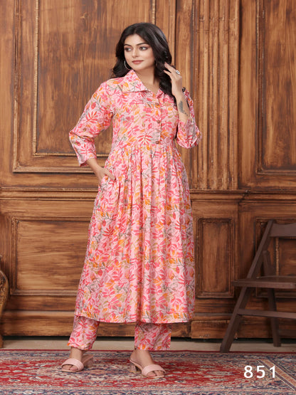 MV Premium Designer Rayon Long Cord-Set in Five Designs & Colors