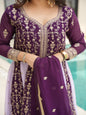 Purple embroidered traditional outfit with gold details