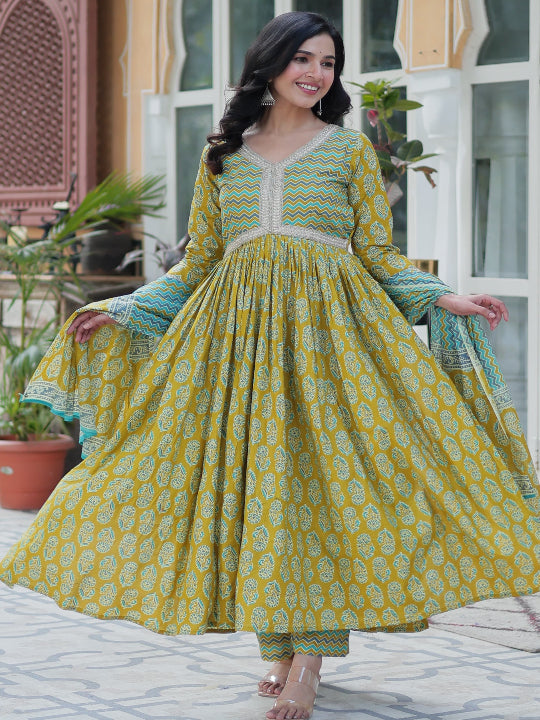 ES Pure Cotton Premium Readymade Kurtis with Pant & Dupatta Set