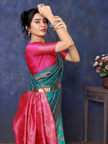 KF Women Kanjivaram Banarasi Silk Woven Design Saree