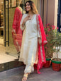 ICF Women Teby Silk  Floral Print Kurta with Pant & Dupatta