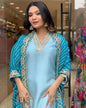 ICF Women Cotton Blend Embroidered Straight Kurta Set with Dupatta