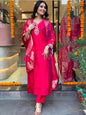 ICF Women's Viscose (Rayon) Straight Embroidered Kurta with Pant & Dupatta